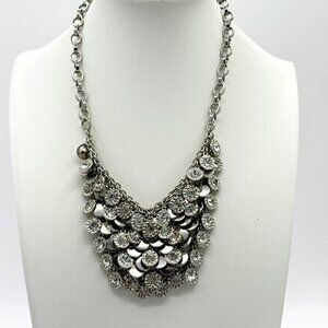 Silver Tone Bib Style Waterfall Statement Piece